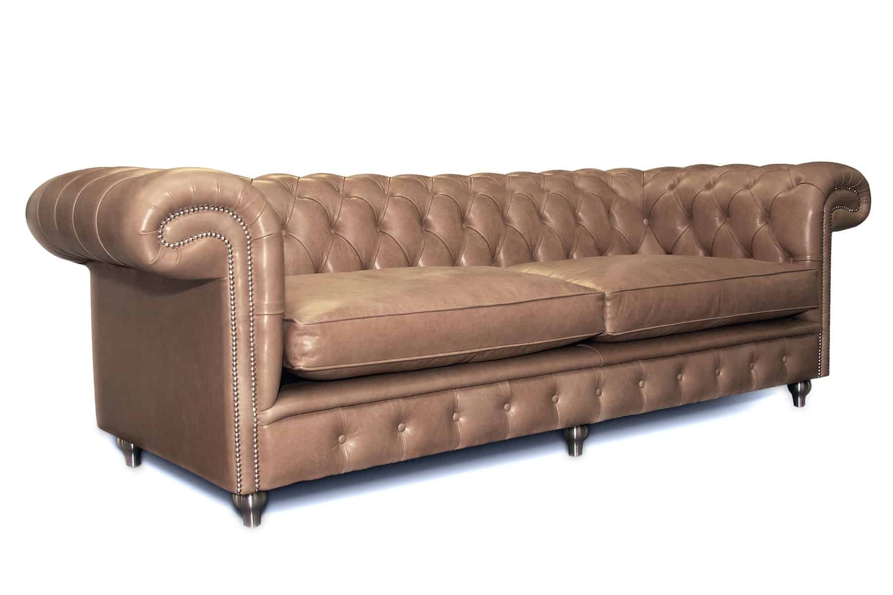 Balmoral 4 Seater in OE Parchment with Chrome Studs & Feet