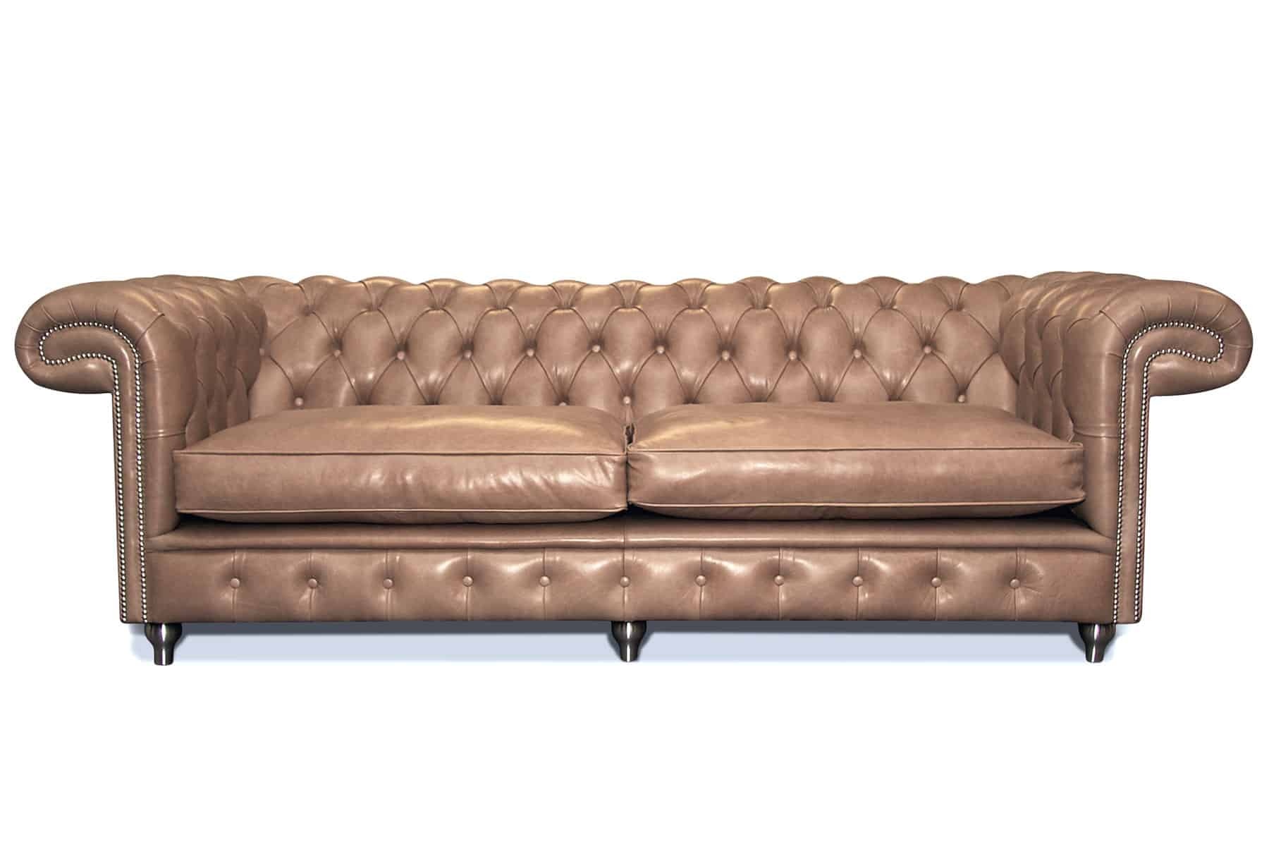 Balmoral 4 Seater in OE Parchment with Chrome Studs & Feet