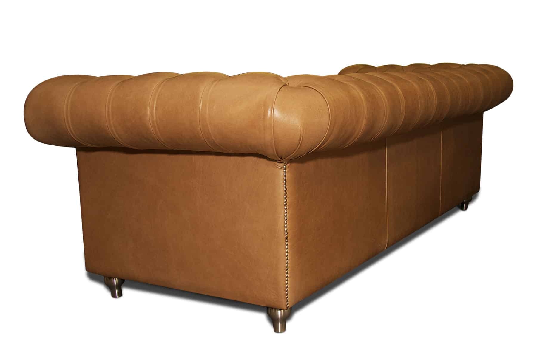 Balmoral 4 Seater in OE Tan with Chrome Studs & Feet