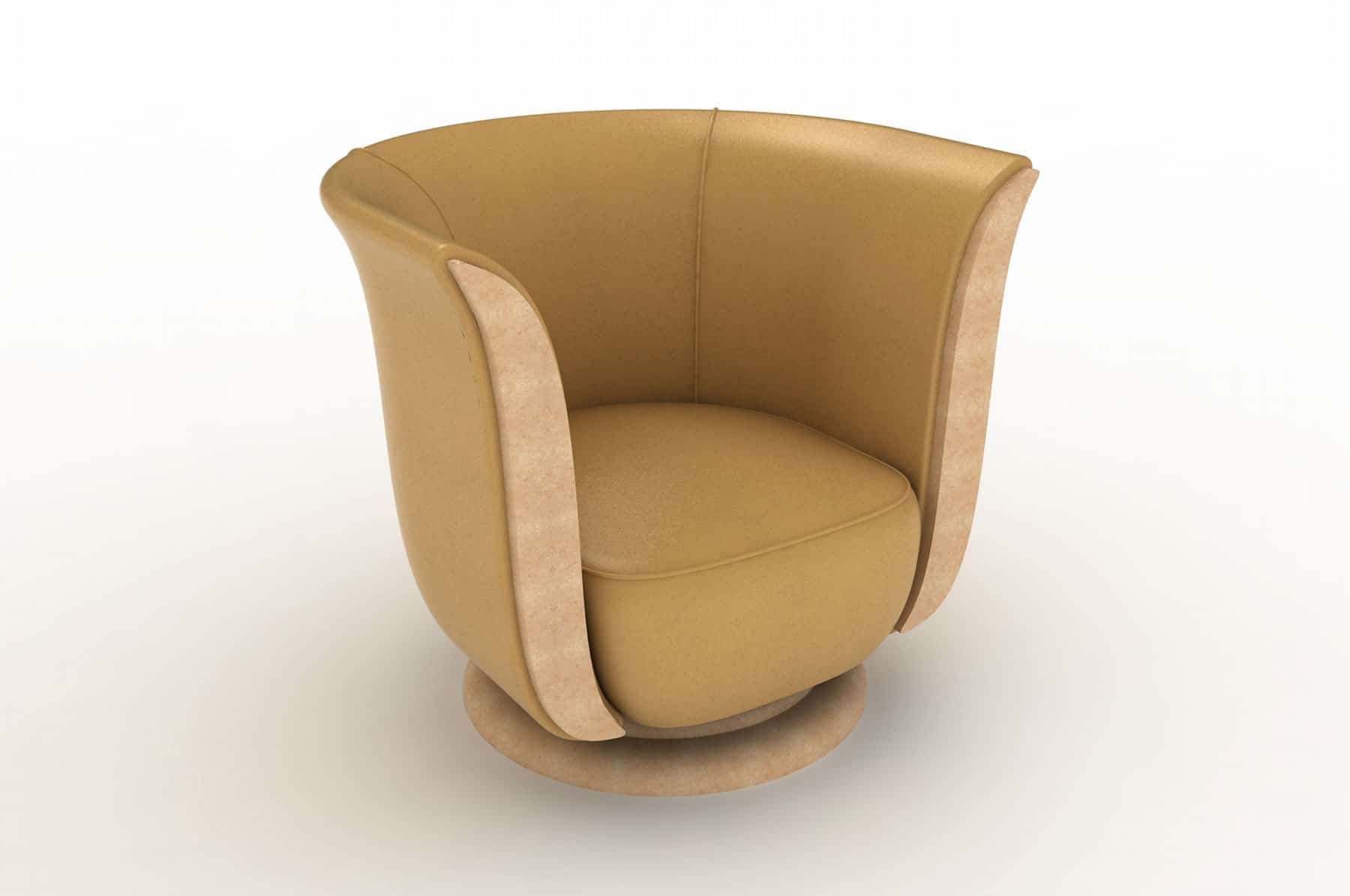 a brown chair with wooden legs