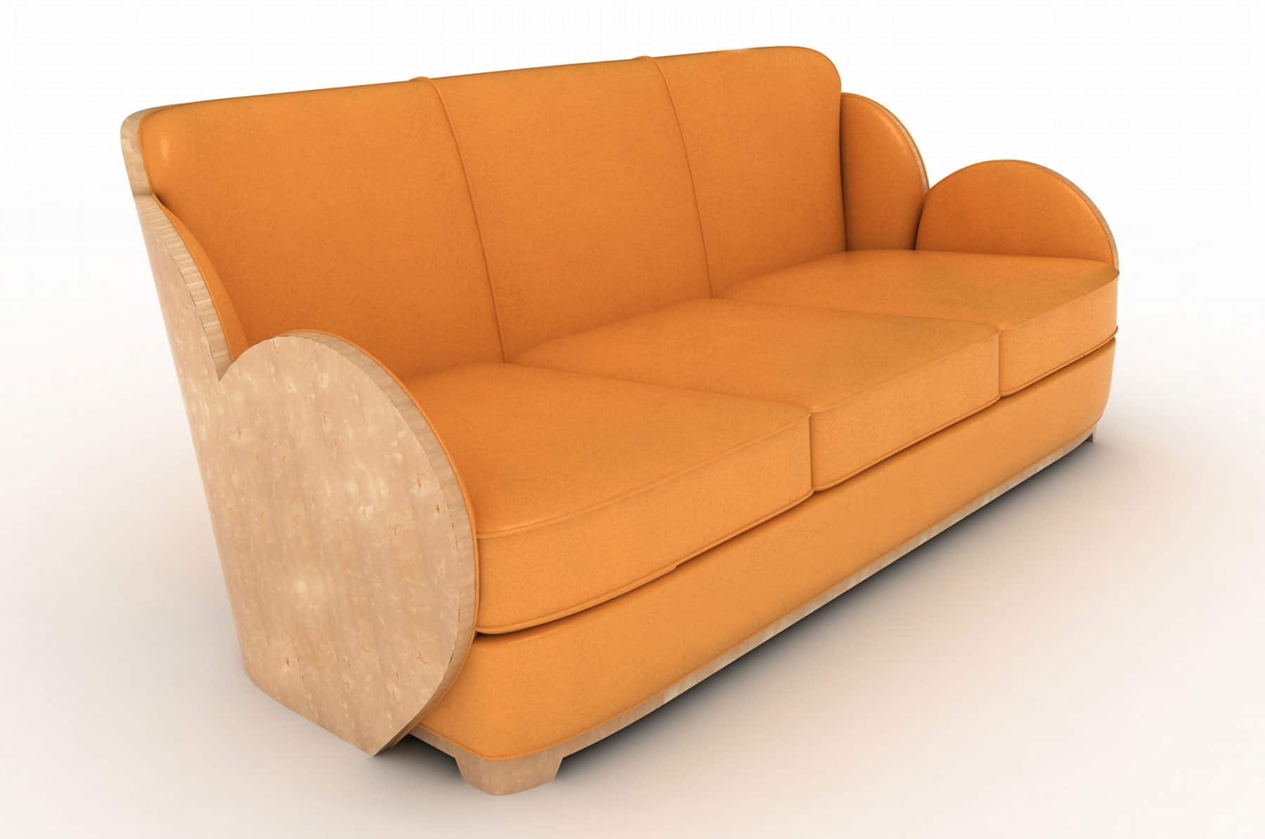 the cloud in mango leather with apple birch panels