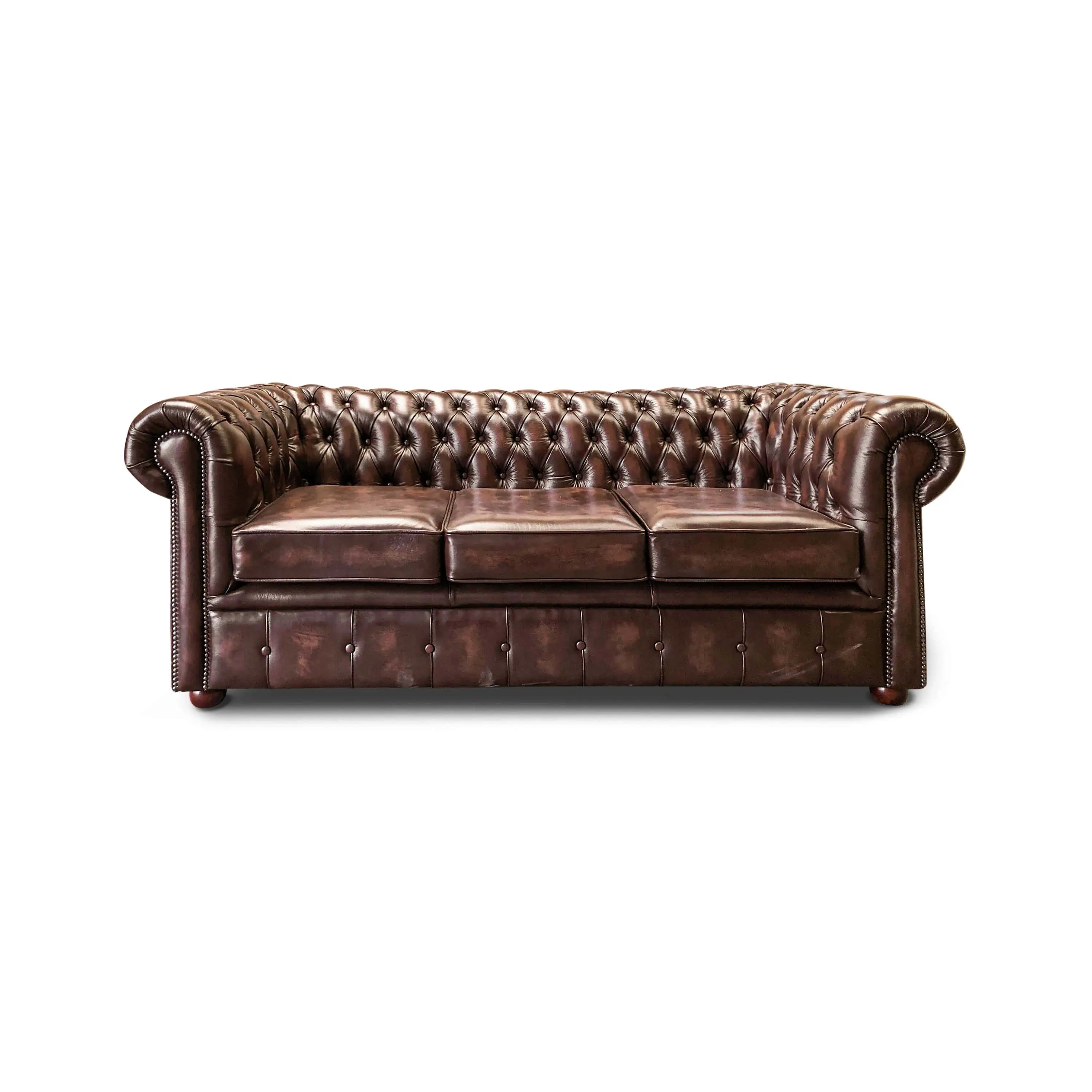 Chesterfield Tudor 3 Seater in Antique Brown Colourway