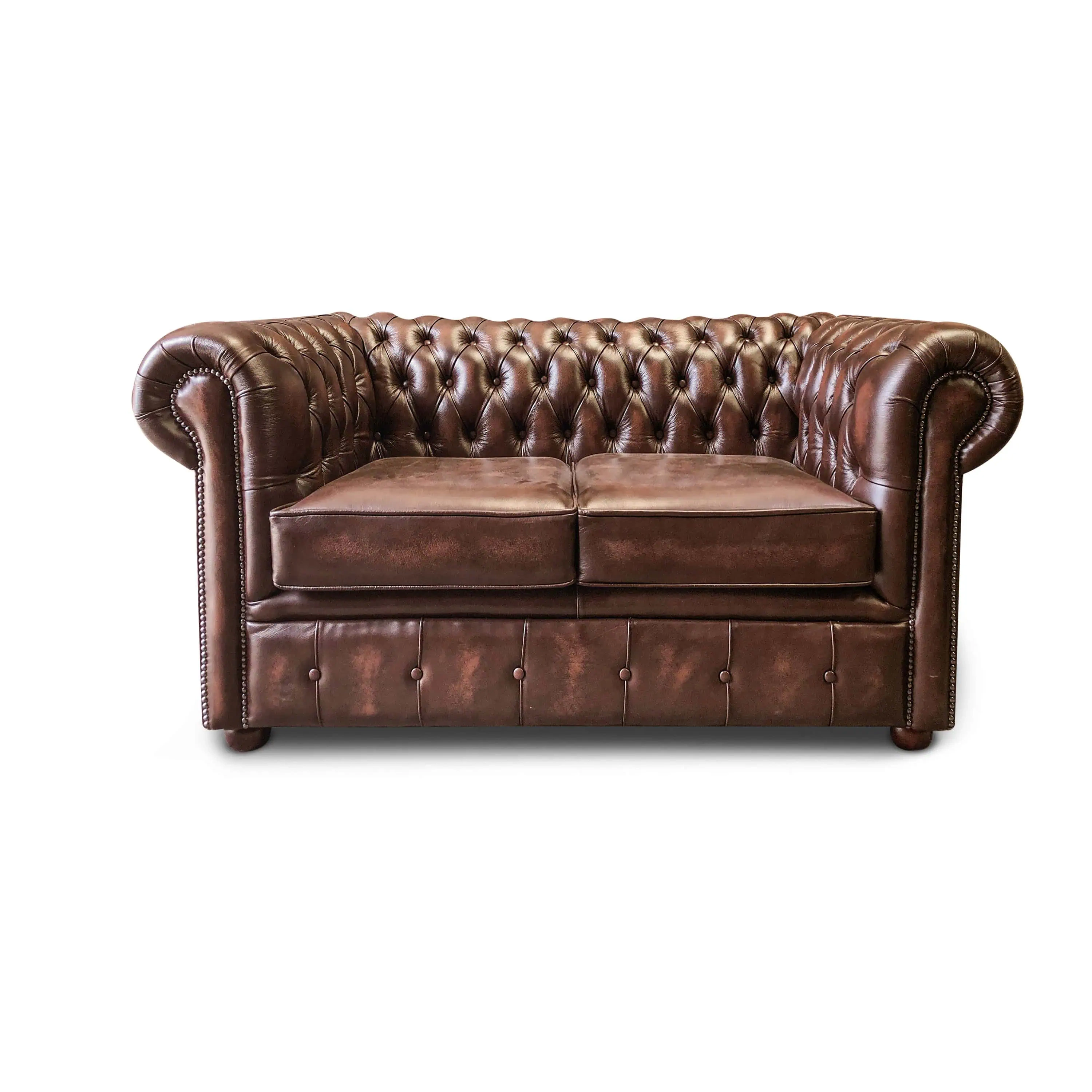 Chesterfield Tudor 2 Seater in Antique Brown Colourway