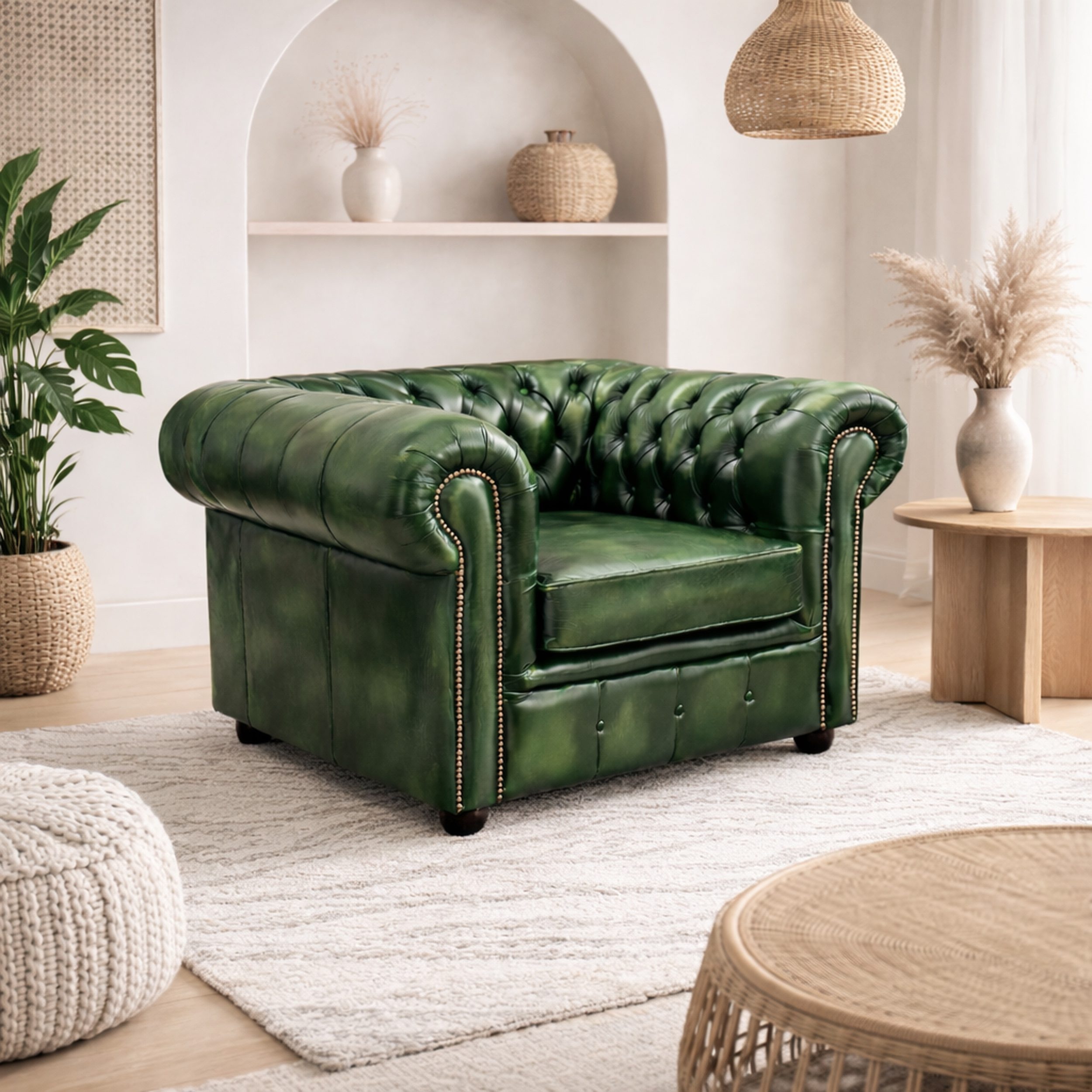 Chesterfield Tudor Low-Back Armchair - Image 3