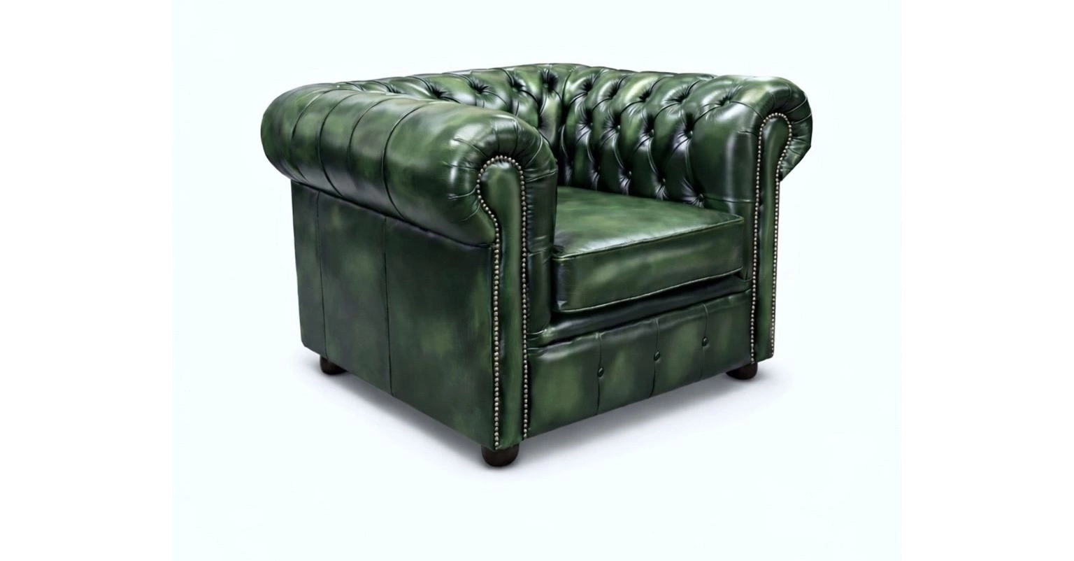 Chesterfield Tudor Low Back Chair in Antique Brown Colourway