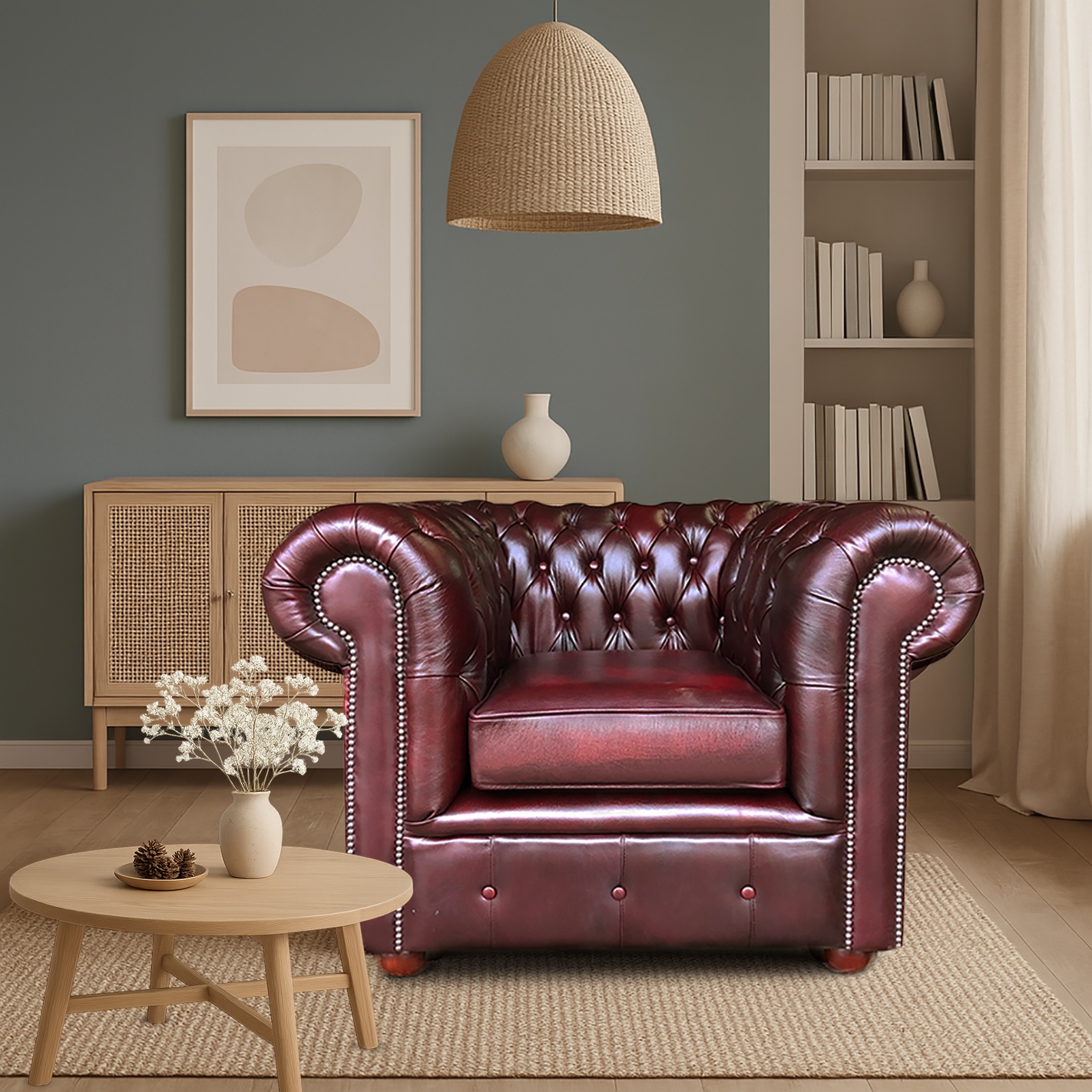 Chesterfield Tudor Low-Back Armchair