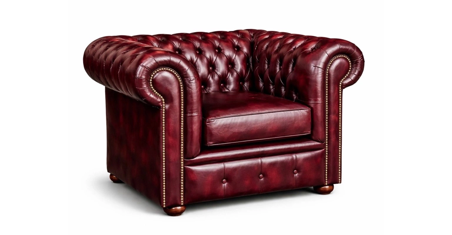 Chesterfield Tudor Low Back Chair in Antique Brown Colourway