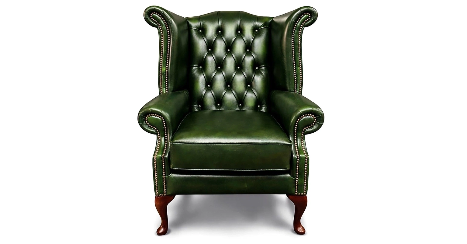 Chesterfield Tudor High Back Chair in Antique Brown Colourway