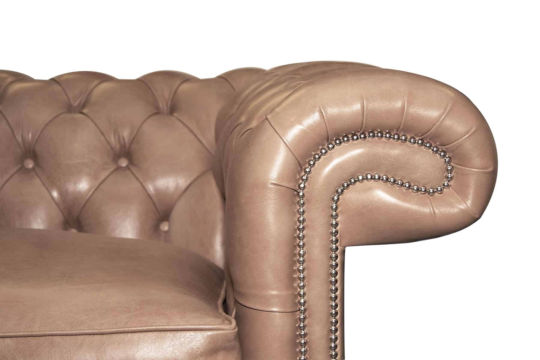 Balmoral 4 Seater in OE Parchment with Chrome Studs & Feet