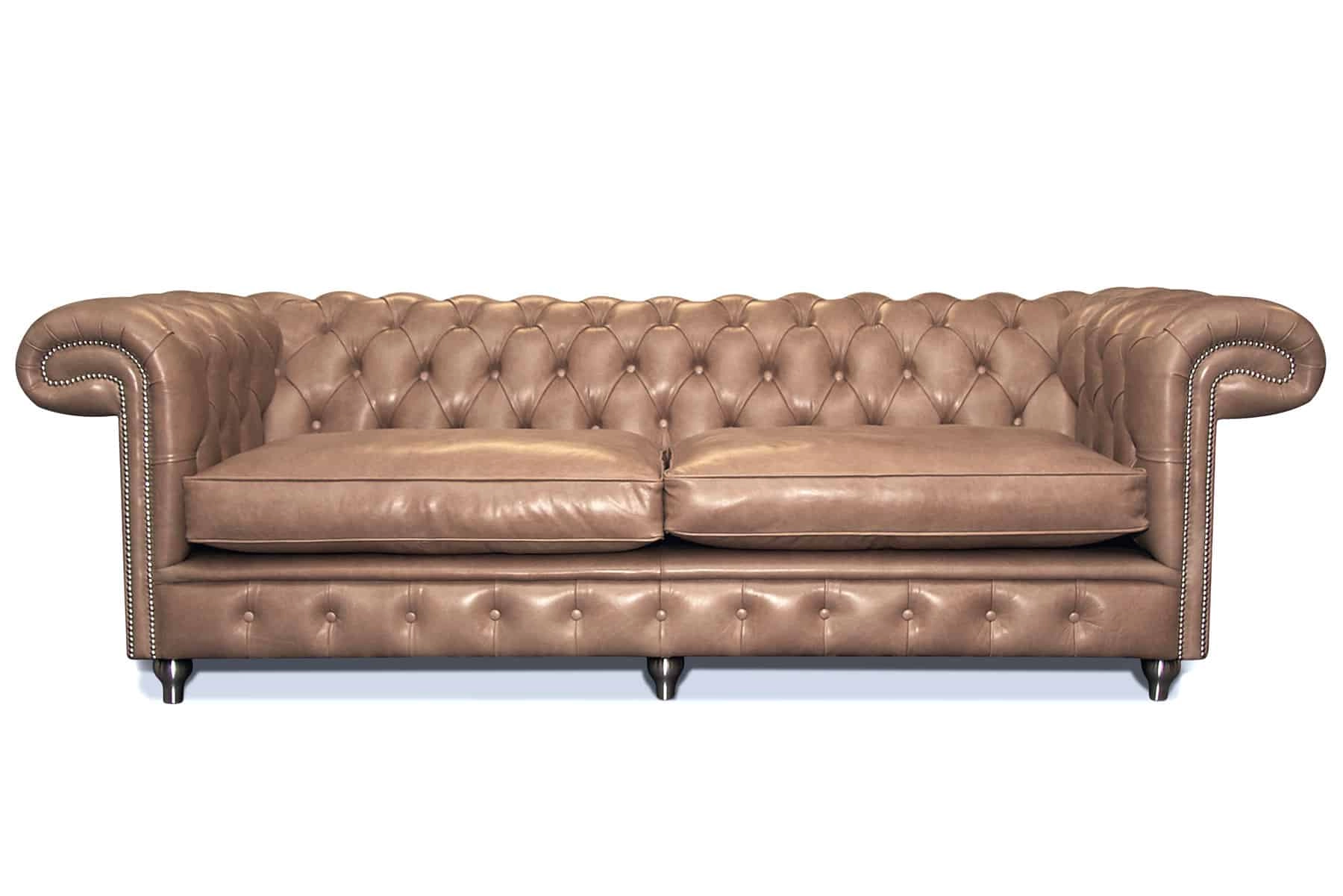 Balmoral 4 Seater in OE Parchment with Chrome Studs & Feet