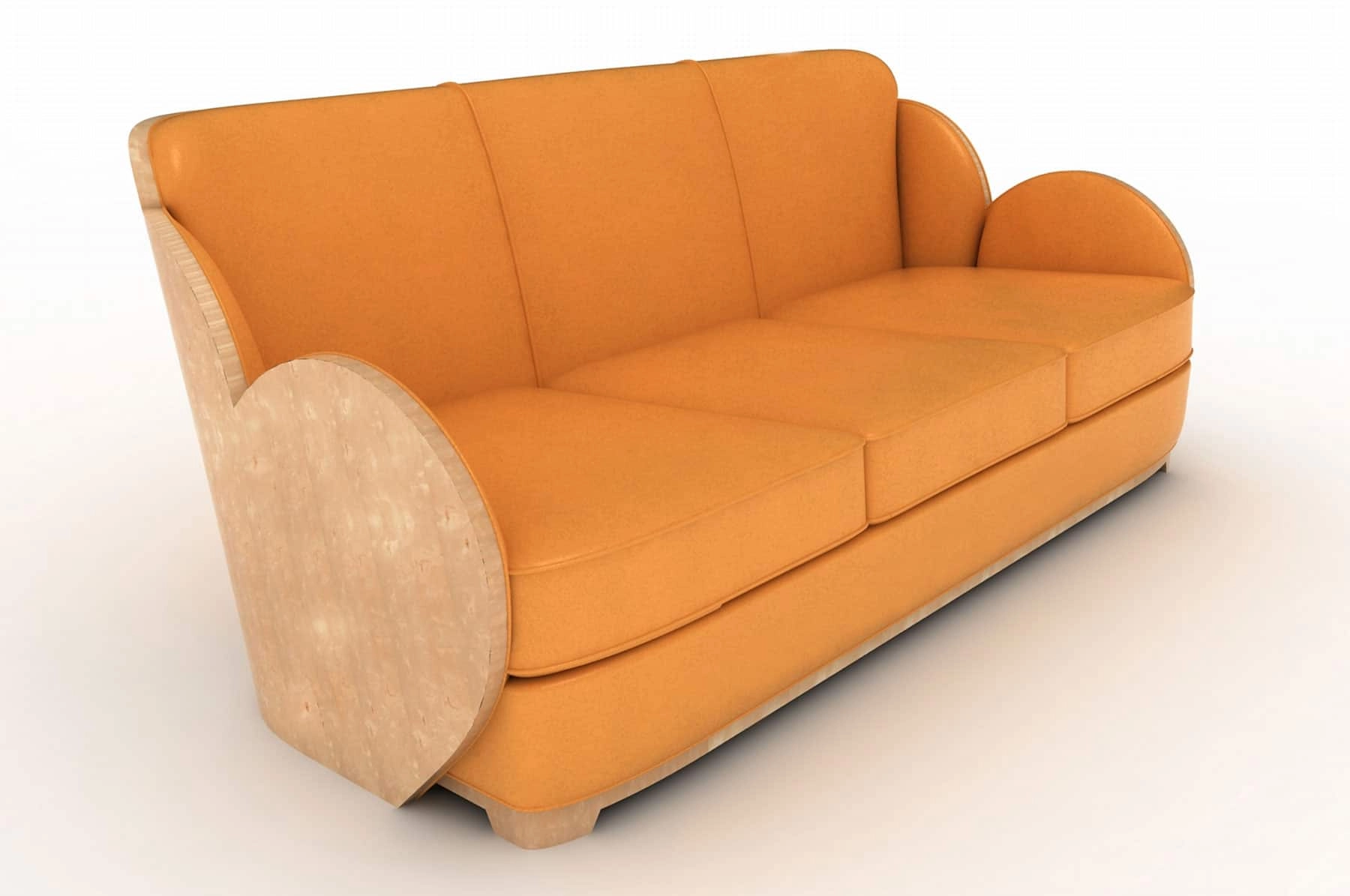 the cloud in mango leather with apple birch panels