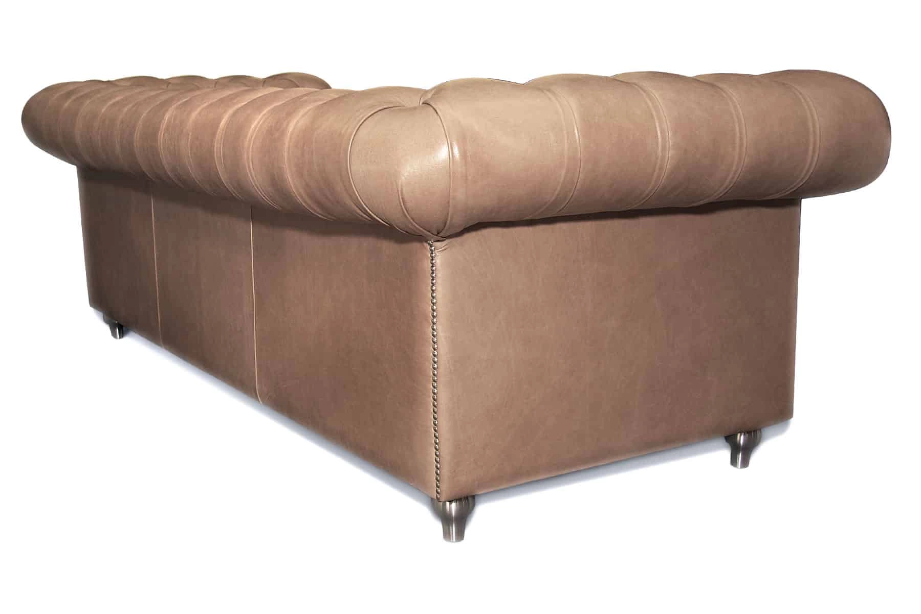 Balmoral 4 Seater in OE Parchment with Chrome Studs & Feet