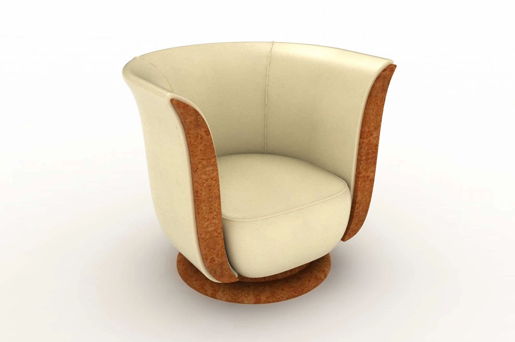 the tulip chair in elm burr. polar leather by andrew muirhead cp