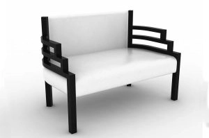 the step in lacquered ebony. leather