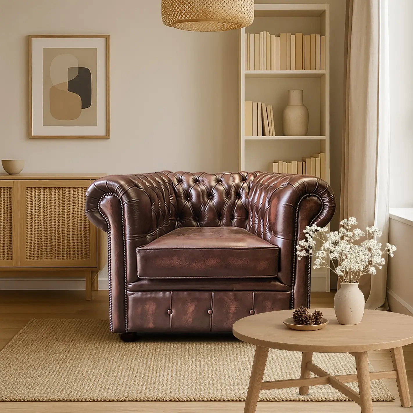 Chesterfield Tudor Low-Back Armchair - Image 2