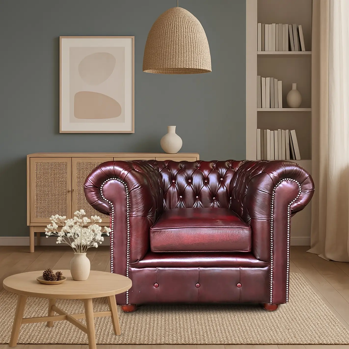 Chesterfield Tudor Low-Back Armchair