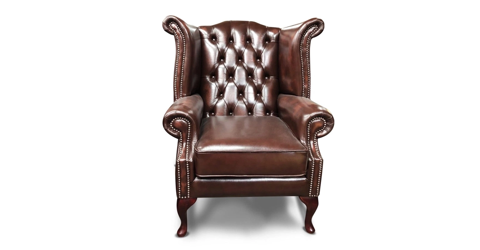 Chesterfield Tudor High Back Chair in Antique Brown Colourway