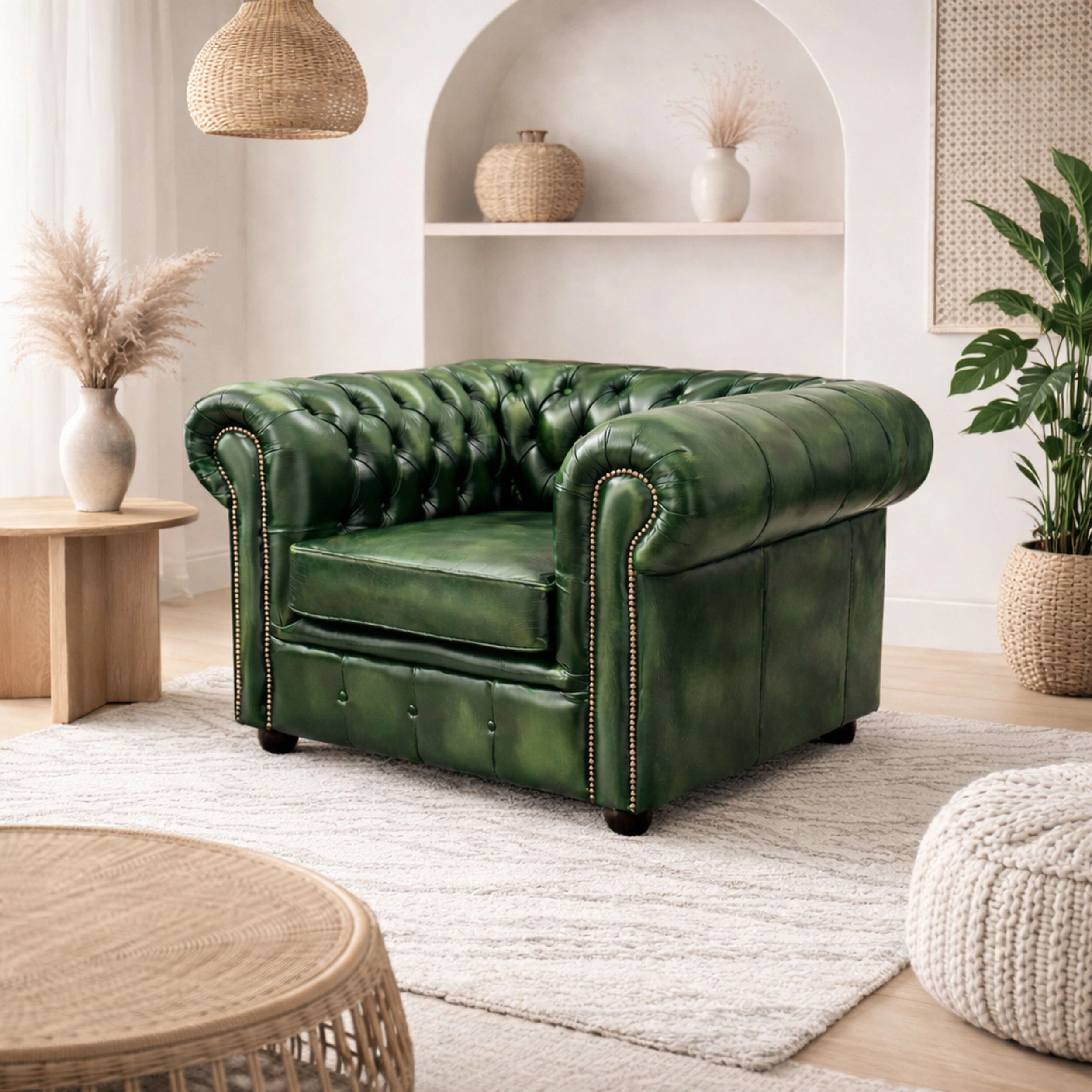 Chesterfield Tudor Low-Back Armchair - Image 3