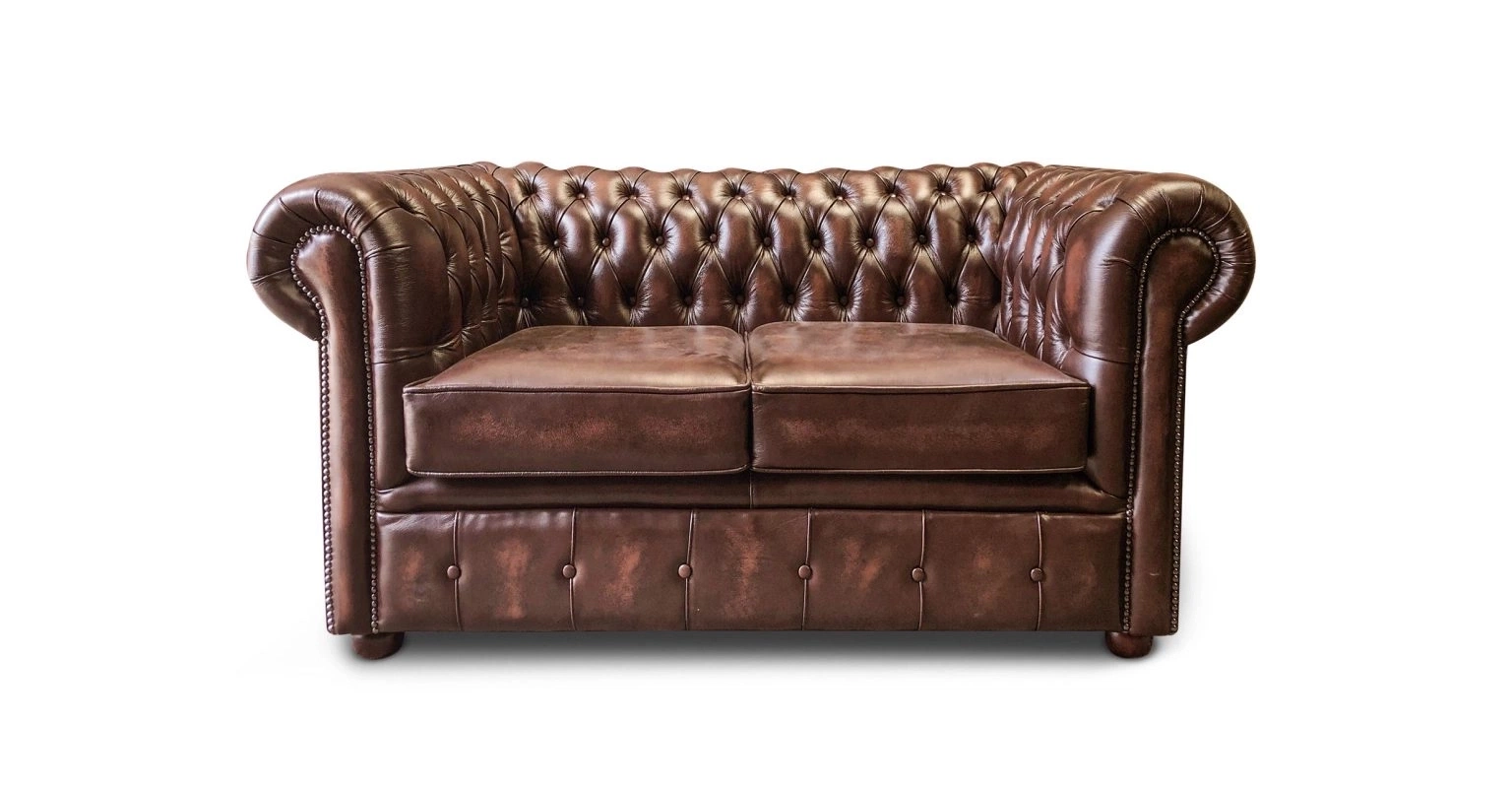 Chesterfield Tudor 2 Seater in Antique Brown Colourway