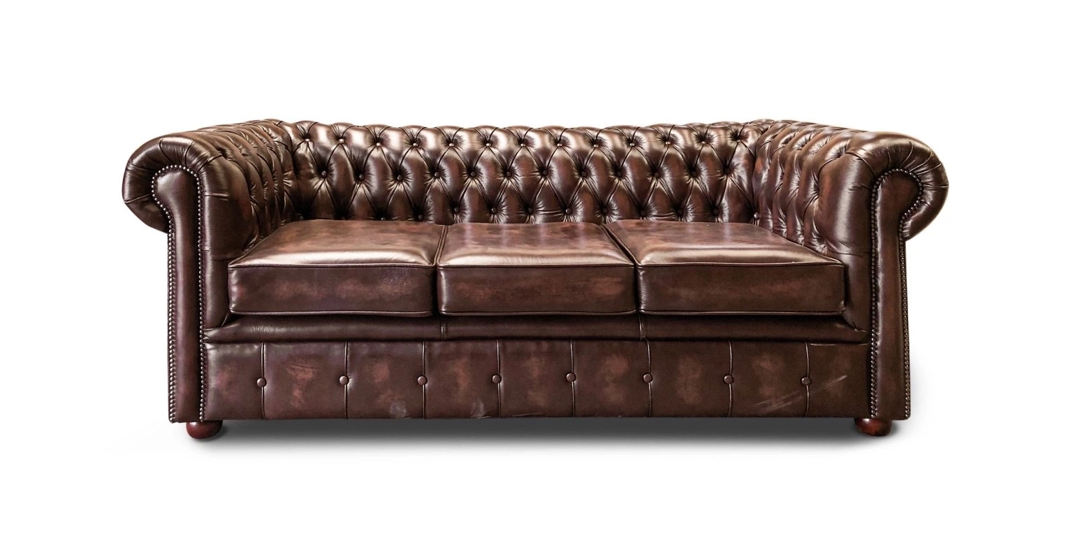 Chesterfield Tudor 3 Seater in Antique Brown Colourway