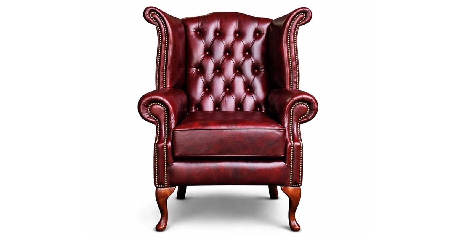 Chesterfield Tudor High Back Chair in Antique Brown Colourway